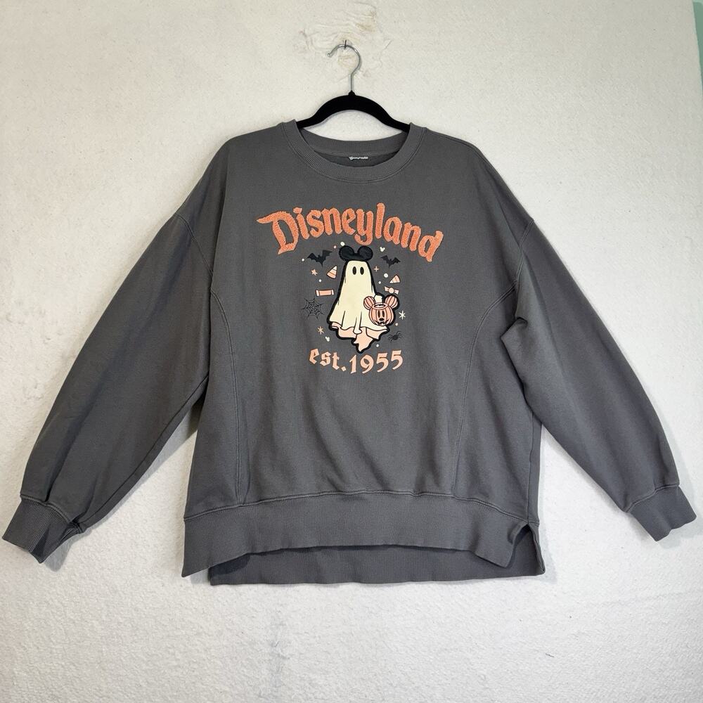 Disneyland Resort Disney Spooky Ghost Mickey Halloween Gray Crewneck Sweater XL